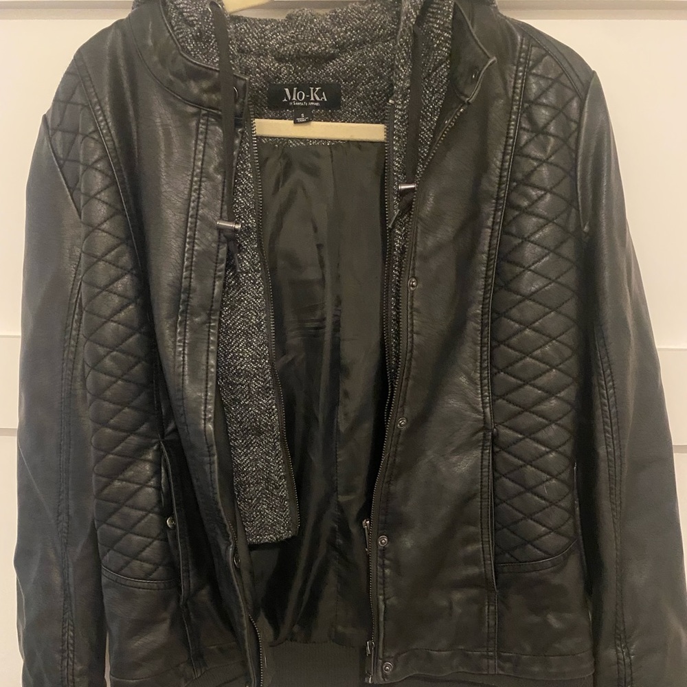 Pleather hoodie jacket
